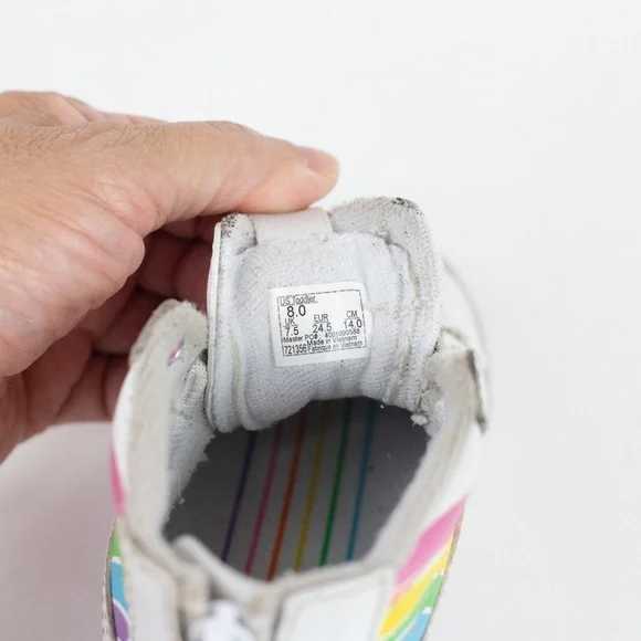 Vans x Flour Shop Rainbow High Tops Toddler Size 8 White Rainbow - Picture 13 of 13